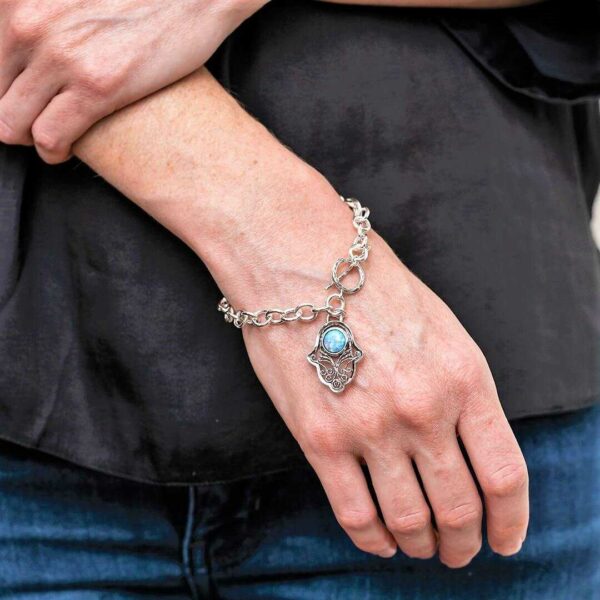 צמיד כסף אמיתי עם אבן אופל