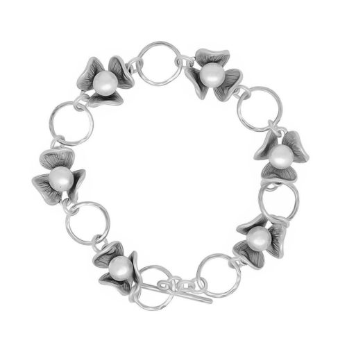 צמיד כסף 925 משולב פנינים