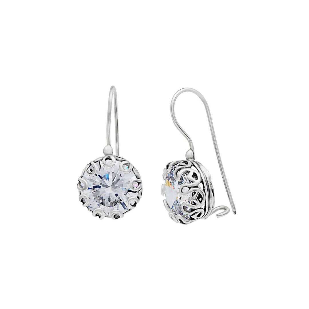 עגילים מכסף אמיתי 925 בשילוב אבן זירקון גדולה