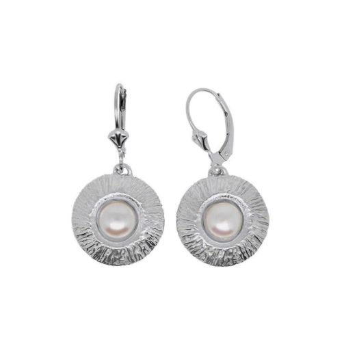 עגילי כסף אמיתי 925 מרוקע בשילוב אבן פנינה מרשימה