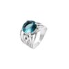 טבעת טופז כחול מכסף אמיתי 925