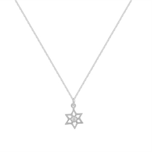 שרשרת תליון מגן דוד בשילוב זרקון מכסף אמיתי 925
