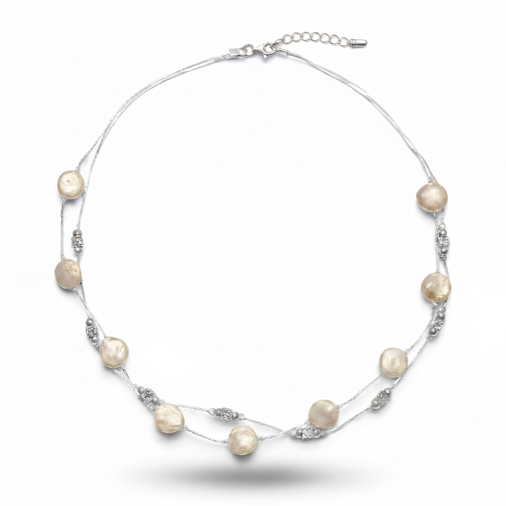 שרשרת מכסף אמיתי 925 ופנינים