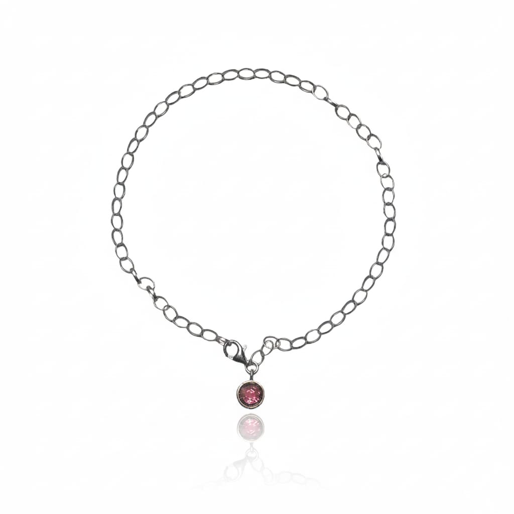 צמיד מכסף אמיתי 925 בשילוב אבן רוז קוורץ כהה