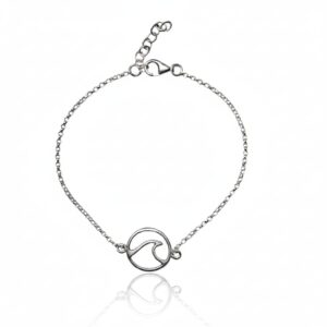 צמיד מכסף אמיתי 925 עם תליון בצורת גל