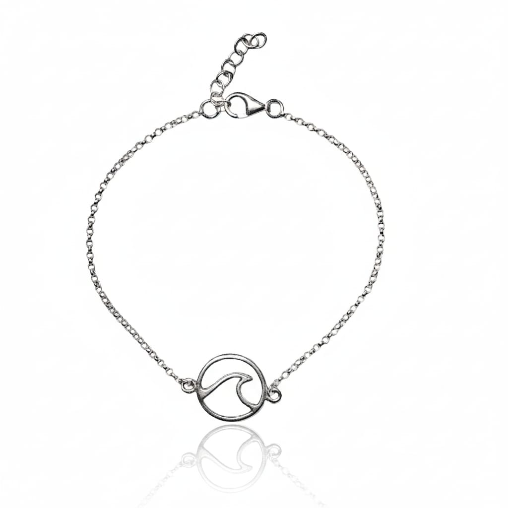 צמיד מכסף אמיתי 925 עם תליון בצורת גל