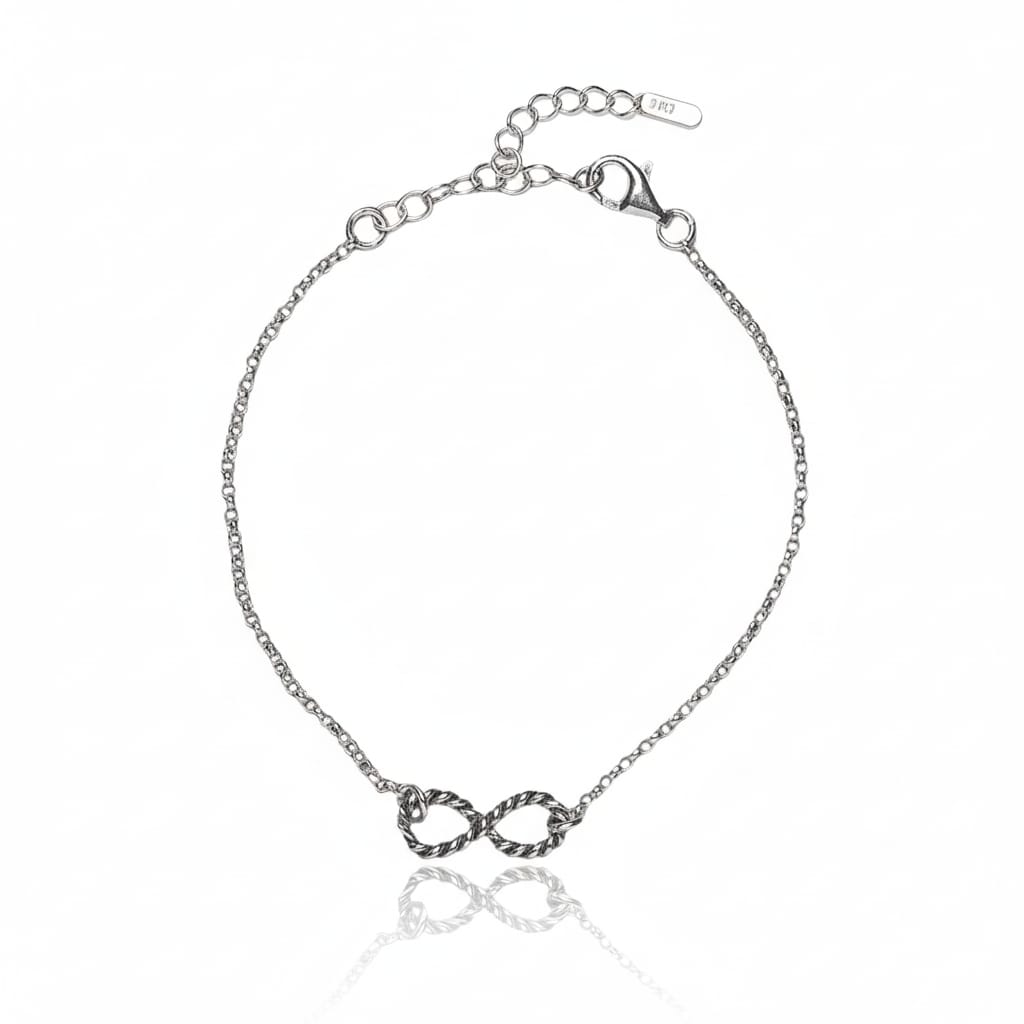 צמיד אינפיניטי קלוע מכסף אמיתי 925