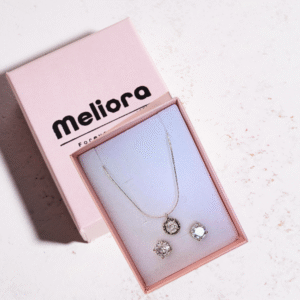 סט שרשרת מכסף אמיתי 925 וזירקון ועגילי זירקון צמודים מכסף אמיתי 925